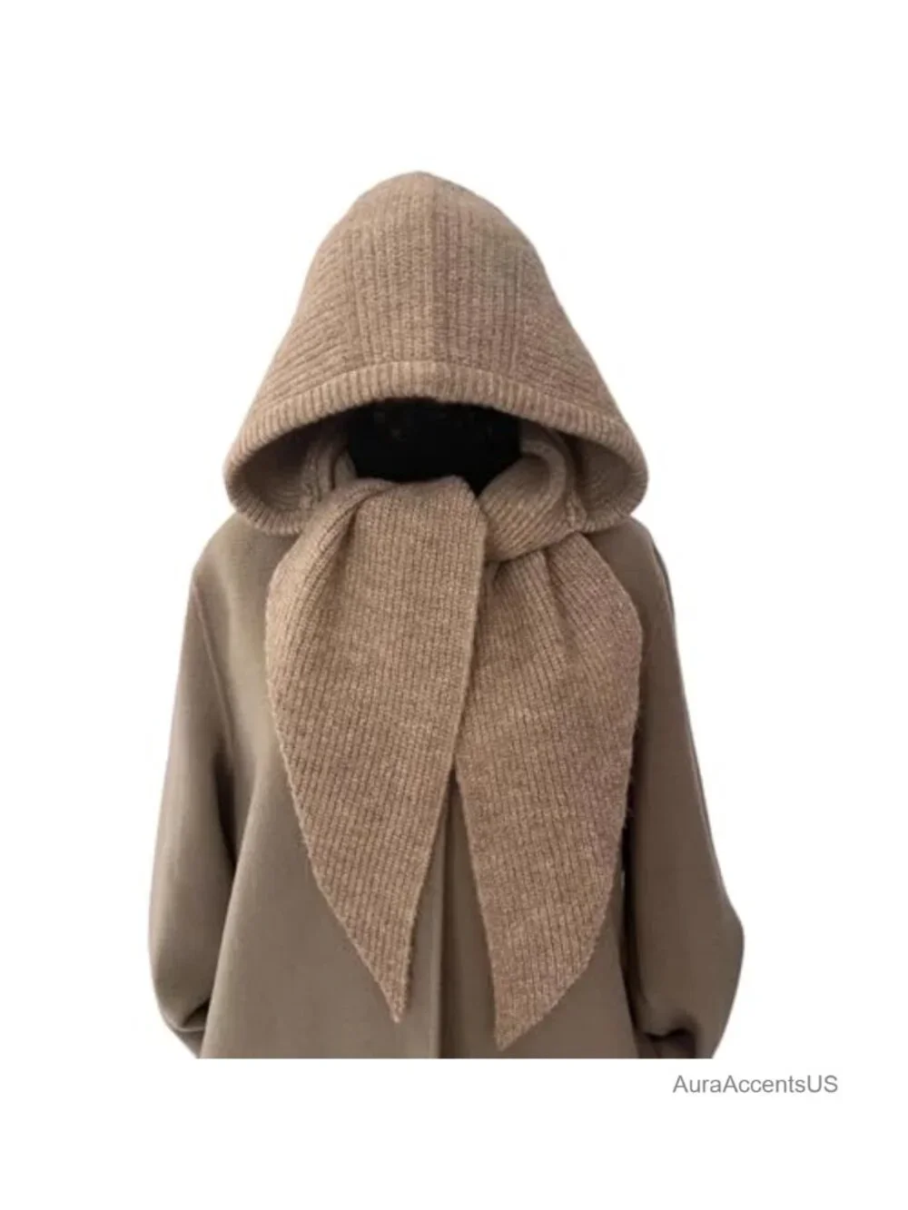 Hooded Scarf for Women Winter Knit 2-in-1 Hat and Scarf Balaclava Warm Shawl